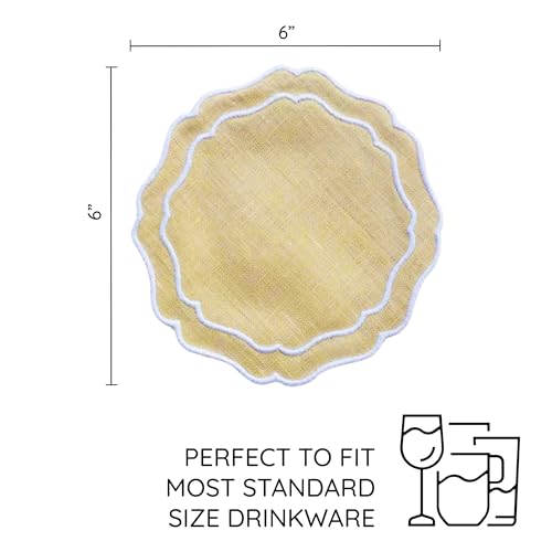 Linen Coasters for Drinks Set of 6, Butter - color: 1118 - Butter, size: 6 inches