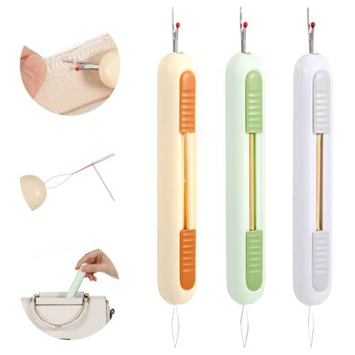 3 Pack Needle Threaders for Hand Sewing, 2 in 1 Needle Threader Seam Ripper Tool for Hand Sewing, Embroidery, Knitting, Cross Stitch
