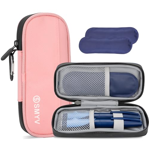 SMYV Insulin Cooler Travel Case with 2 TSA Approved Ice Packs, Pink - color: Soft Pink
