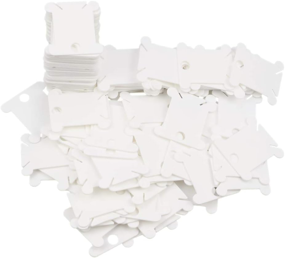 Plastic Floss Bobbins for Cross Stitch Embroidery Cotton Thread Craft Sewing Storage, Thread Cards, Friendship Bracelet Bobbins （White-120 Pcs ）