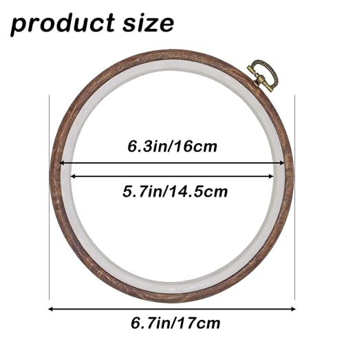 Fjxxxn 4 Pcs Cross Stitch Hoops, 6 Inch Wood Look Embroidery Hoop Frame