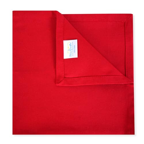 Blue Needles Solid Cloth Napkins 100% Cotton Set of 6-18 x 18 Inches - color: Red, size: 18" x 18" (Set of 6)