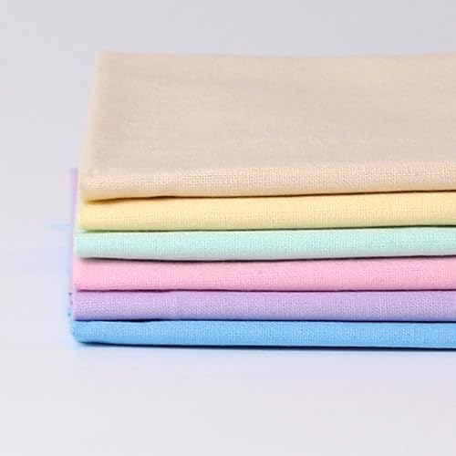6 Pcs 18x21 in Cotton Fabric Precut Quilting Fabric Bundles Solid Colors Quilt Material for DIY Craft Sewing Embroidery (Shallow Colour, Yellow, Light Green, Light Blue, Pink, Light Purple) - color: Light-6pin