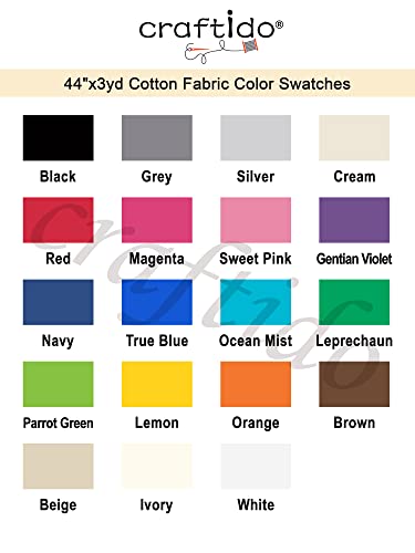 Craftido-19 Options-100% Cotton Fabric by The Yard in Solid Color 44”Wide by 3yd (9 ft) -Medium Weight 5.2 oz-Soft Cotton for Quilting, Sewing, Crafts, Binding, Backing and Lining -Silver - color: Silver