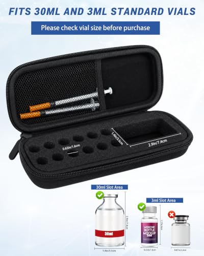 13 Slots Dual-Size 30ml & 3ml Peptide Case, Vial Holder, Vial Storage Case for Fridge and Travel, Fits Standard Vials (Case Only) - size: Dual 30ml & 3ml