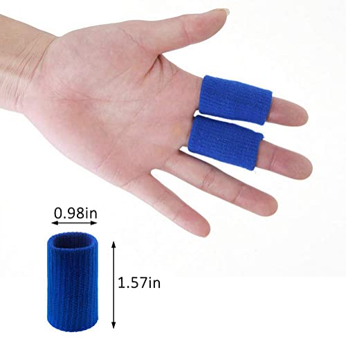 20 Pcs Finger Sleeves Protectors, Elastic Sport Finger Sleeves, Blue/Black - color: Blue,black