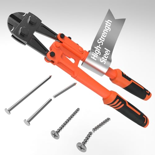 Heavy Duty Mini Bolt Cutter 12" | Compact Wire Cutter for Fence, Steel Wire, Small Chain, Screws & Rivets | Lock Cutter with Soft Grip Rubber Ergonomic Handle & Multipurpose Hand Tools