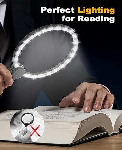 5X Hands-Free Magnifying Glass with Light for Close Work & Cross Stitch - color: Black