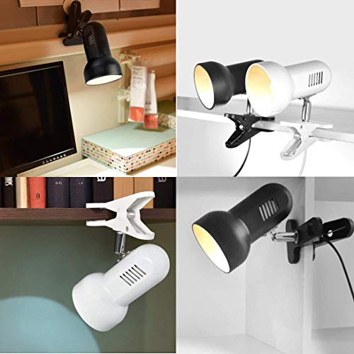RONG&LAN Desk Lamp, 360 Rotation Clip on Lamp Portable Book Reading Light, Clamp on Desk/Table/Bunk Bed/Cupboard Home Lighting, (White.R-86) - color: White