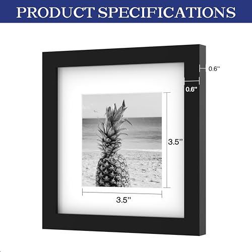 An&He 6x6 Picture Frames Set of 9, Displays 4x4 with Mat or 6x6 Without Mat Photos, Square Collage Wall Decor for Gallery, Tabletop & Wall Decor, Black - color: Black-9, size: 6x6