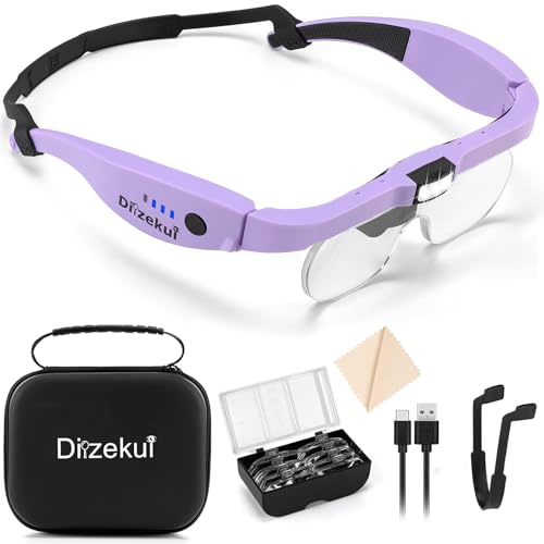 Dilzekui Magnifying Glasses w/Light,1.5X-5X Magnifying Glass Acrylic Lenses - color: Purple