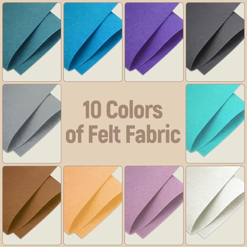 10 Sheets Felt Fabric for Crafts, 8x20 Inch 1.4mm Thick (Morandi) - color: Morandi