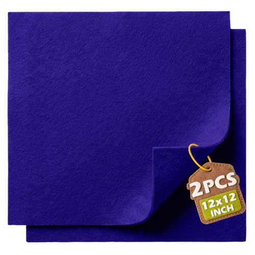 Royal Blue Soft Felt Sheets for Crafts, 12" x 12", 1.6mm Thick, 2 Pcs - color: Royal Blue