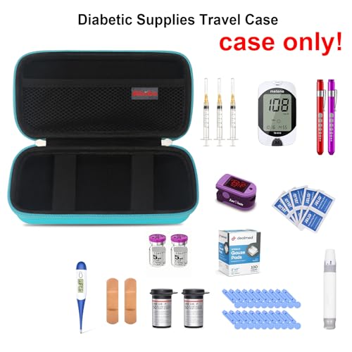 Elonbo Diabetic Supplies Travel Case for Glucose Meter Diabetes Testing Kit - color: Green
