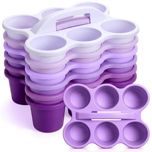Suclain 6 Pcs Plastic Caddy Organizer with Handle Classroom, Purple - color: Purple
