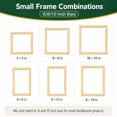 Mini Needlepoint Stretcher Bars Kit, 12 Pcs Frame Set, 6/8/10 Inch - size: 6/8/10