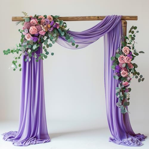 Wedding Arch Draping Fabric 1 Panel Lavender Purple Sheer Backdrop - color: Lavender Purple, size: 1 Panel