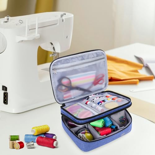 Luxja Double-Layer Medium Sewing Organizer, Dark Blue - color: Dark Blue, size: Medium