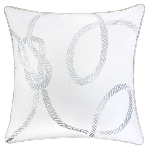Embroidery White Velvet Throw Pillow Cover, Merry Christmas Series Gift Knot Luxury Soft Fuzzy Cozy Warm Slik Gift Square Couch Cushion Pillow Case 20 x 20 Inch, Cover Only - color: U5-gift Knot White