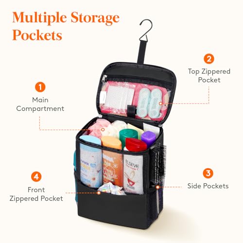 Lifewit Mesh Shower Caddy Bag, Hanging Shower Organizer, Medium, Black - color: Black, size: M(8.3"L x 5.9"W x 9.8"H)
