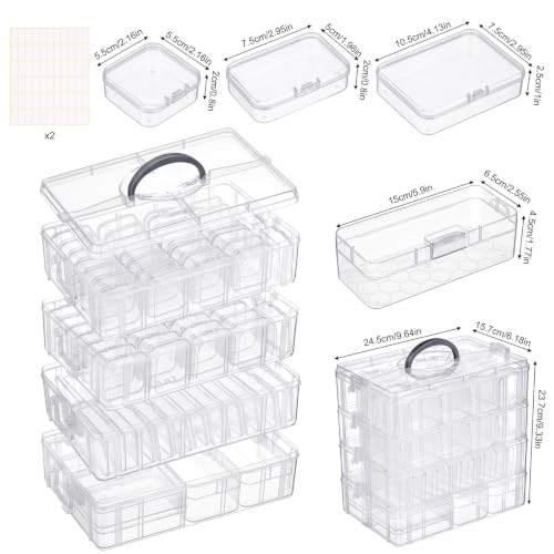 Stackable Bead Organizer 4 Tier 88pcs Small Boxes Craft Storage Container - size: 4-Tier 88pcs Assorted Boxes