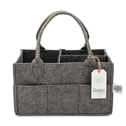 Parker Baby Co. Felt Diaper Caddy Organizer - Regular, Charcoal - color: Charcoal (Heathered Charcoal), size: Regular
