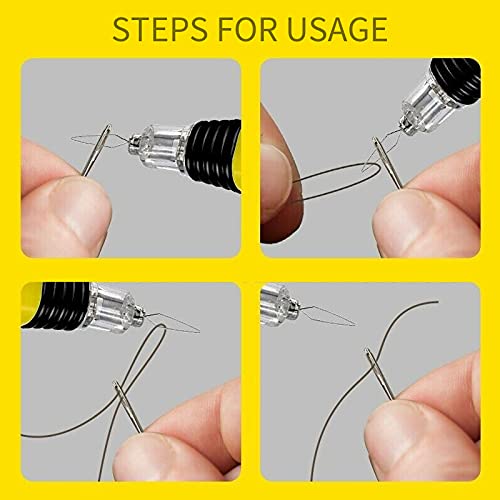 2 Pieces LED Needle Threader Sewing Tools Illuminated Threader Manual Threader with Light Sewing Machine Needle Threader(Batteries Included)