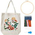 MAMUNU Canvas Tote Bag Embroidery Kit with Pattern for Beginners, Arts and DIY Crafts Kits for Adults, Include Instructions Embroidery Bag, Embroidery Hoops, Color Threads and Tool - color: Beige