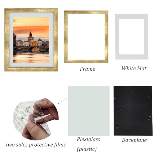 11x13 Photo Frame Gallery Picture frame with 8x10 mat,Freestanding and Wall Mountable,Gold - color: Gold, size: 11x13