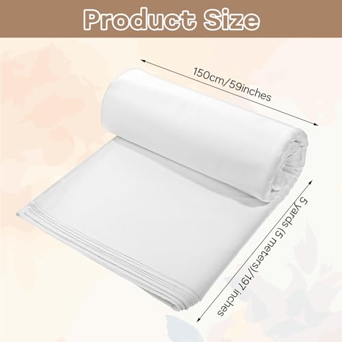 5 Yards White Cotton Fabric by the Yard Fabrics,59 Inches Wide Medium Weight 100% Natural Cotton Fabrics,Bleached Muslin Fabric for Sewing Clothing Crafts Material - color: White, size: 5 yard