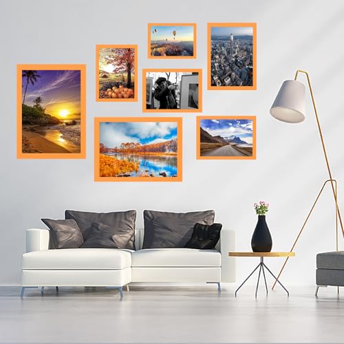 10x14 inch Wood Picture Frames for Wall Hanging,Diamond Painting Frames Rectangle Baby Scan Picture Frame for Family Walls Decoration,Anniversary,Wedding,Christmas,Halloween,Shower,Certificate (Orange) - color: Orange, size: 10x14 inch