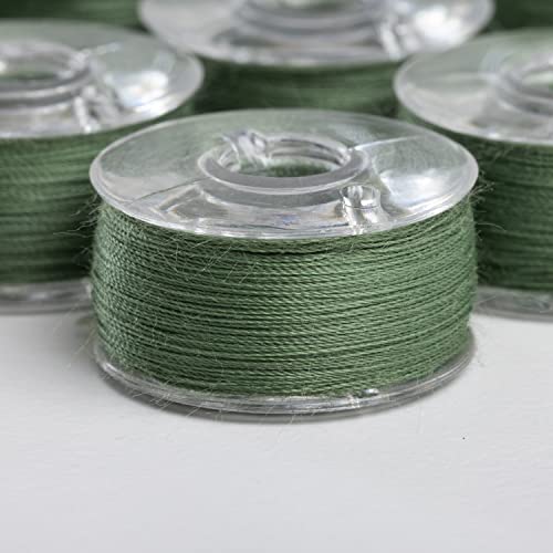 Sew Great Sewing Machine Prewound Bobbin 60 Weight Polyester Thread 12-Pack #445 Fern Green - color: Fern