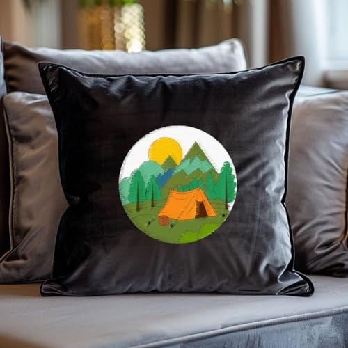 BENECREAT 4Sheets 17Pcs Water Soluble Embroidery, 11.7x8.3inch Camping Forest Pattern Transfers Water Soluble Stabilizer for Embroidery Stick and Stitch Embroidery Designs - style: Camping Forest