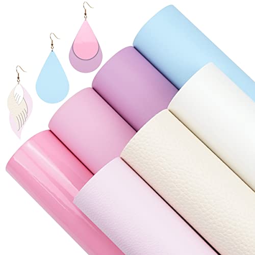 Litchi 7 Pack 8x12 Inch Faux Leather Sheets for Bow Earring, Easy to Cut Vinyl Fabric for Cricut, Durable Fade Resistant Leatherette Without Smell, Candy Color - color: Candy