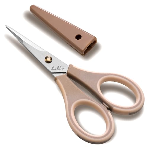 Beaditive Precision Craft Scissors - Ultra Sharp Stainless Steel Blades & Non-Slip TPR Handles - Adult & Kid Scrapbooking Scissors With Safety Cap For Home, Office, School (Milk Tea) - style: Milk Tea