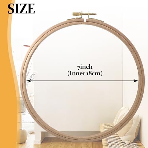 Opfiue 2 Pack 7 Inch Beech Wood Embroidery Hoop, Round - style: 7 Inch