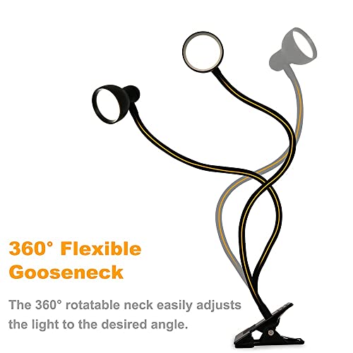LiFMIRA Clip-on Reading Light - 3 Color Modes, 10 Dimmable Brightness,Black - color: Black