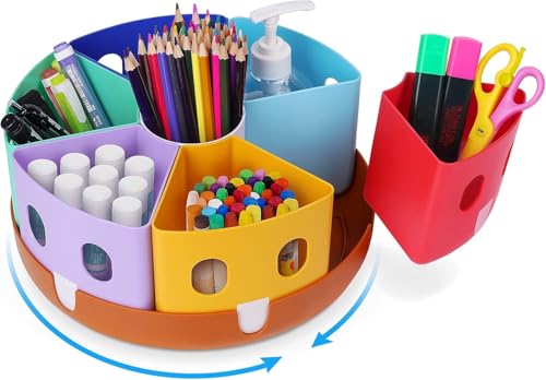 GAMENOTE Rotating Art Supply Organizer, Lazy Susan Caddy, Large - size: Large, 11"d x 5"h