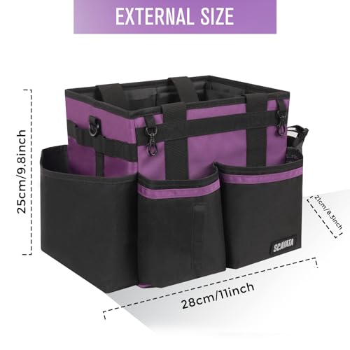 SCAVATA Compact Wearable Cleaning Caddy with Handle & Shoulder Straps - color: RoyalPurple