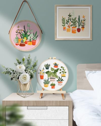 TINDTOP 3 Pack Embroidery Kit for Adult, Embroidery DIY Starter Kit - color: Plants C