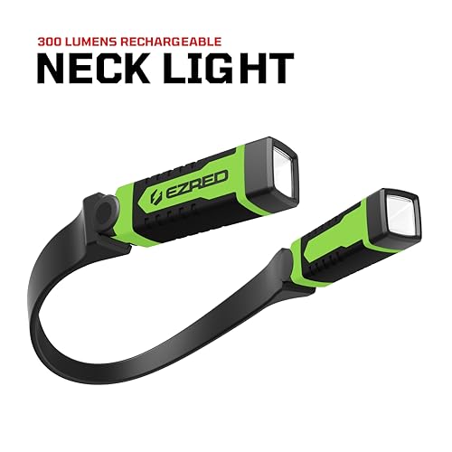 EZRED Anywear Rechargeable Neck Light for Hands-Free Lighting - NK15-GR Green, Perfect Light for Mechanics, Camping, Hunting, DIY Projects, Reading - color: Green