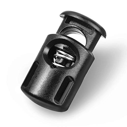 DYZD Plastic Cord Locks End Spring Stop Toggle Stoppers Multi-Colour (50PCS, Black)