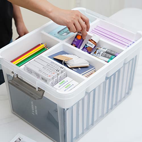 Citylife 32QT Clear Craft Organizers and Storage Box with Removable Tray - size: 32 Qt- 1 Pack