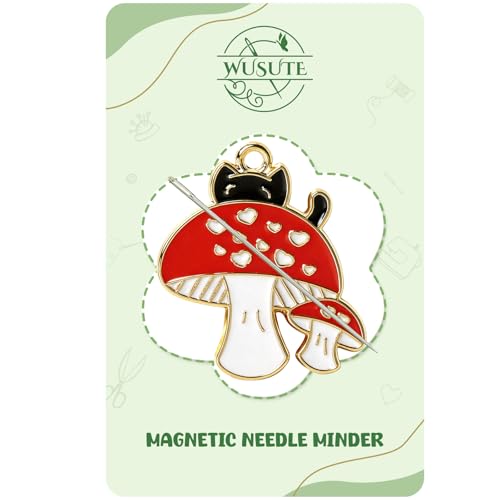 WUSUTE Cat Needle Minder for Cross Stitch, Cute Cartoon Needle Minder Magnet for Organizing, Embroidery Sewing Needle Keeper Needlework Accessories