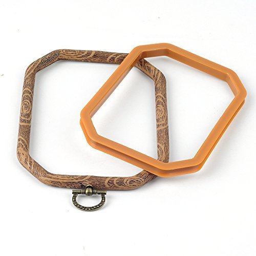 Embroidery Hoops Cross Stitch Hoop Imitated Wood Embroidery Circle Set Display Frame for Art Craft Handy Sewing and Hanging - Pack of 2 Octagon - color: 2pcs Octagon
