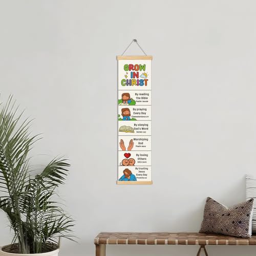 Christian Decor, Grow in Christ Poster, Bible Lesson Banner for Home Church Classroom Decoration, Inspirational Religious Gift, Family Hanging of Scripture and Words Decorations 13 - color: Style 13