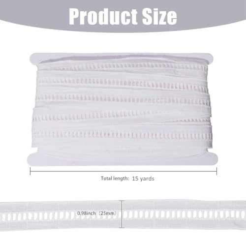 CHGCRAFT 15 Yards Cotton Ladder Lace Trim Hollowed Embroidery Ribbon Floral Embroidery Lace Trim for Clothes Accessories DIY Wedding Bridal Decoration