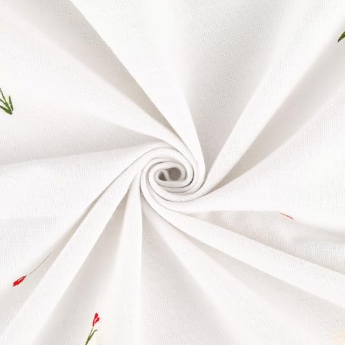1.75 Yards Floral Patterned Beige Fabrics Little Red Tulip Flower Print Light Colored Polycotton Flowers Printed Quilt Patchwork Fabric for Sewing Making Quilting Dress DIY Craft Supply - size: 1600MM, style: Red Flower