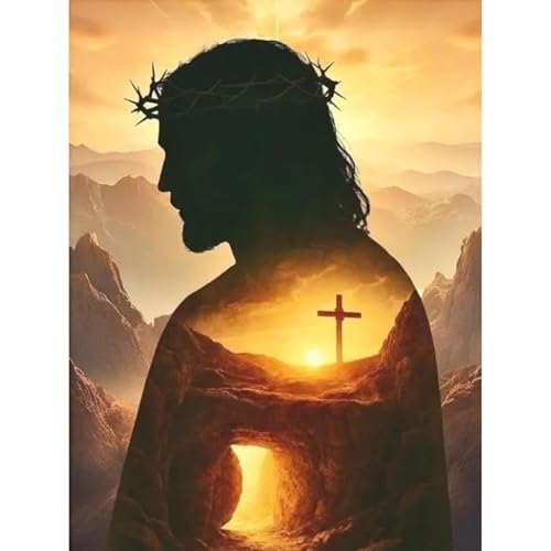 niurenmaoyi Stamped Cross Stitch Kits for Beginners,Counted Embroidery Craft Kits for Adults,Needlepoint Kits for Adults,Jesus Christ Cross Wall Art 11.8X15.8In - color: Cross Stitch Kits0421-02