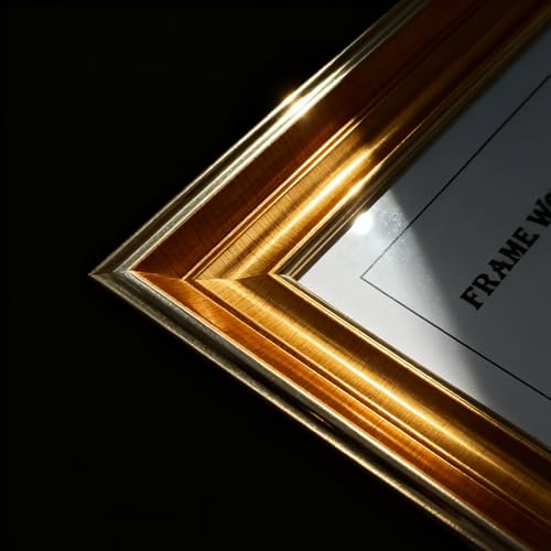 8x8 Gold Picture Frame, Real Glass, MDF, Black Backing, Wall/Tabletop - color: Gold, size: 8x8